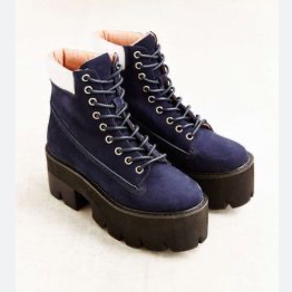 Jeffrey Campbell Shoes - Jeffrey Campbell Havana Last Navy Blue Suede Platform Combat Boots Womens 10M